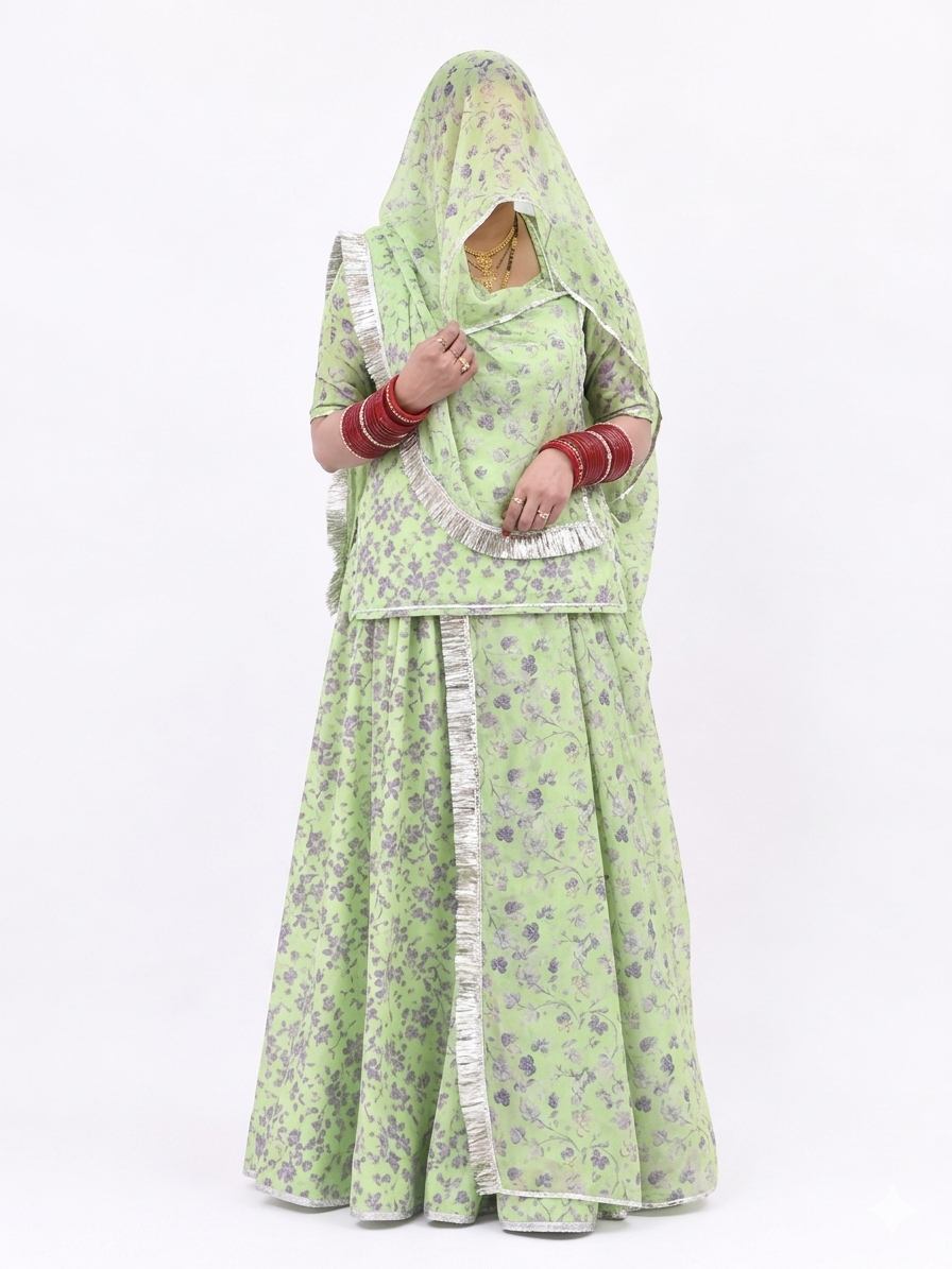 Green Floral Rajputi Poshak